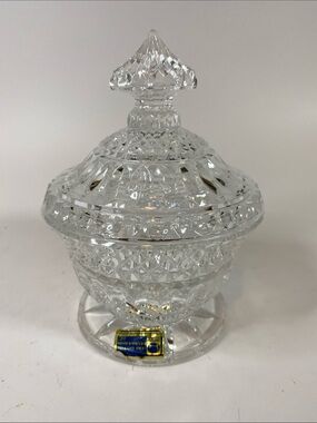 Vintage Lausitzer Glas 24% Lead Crystal Lidded Dish